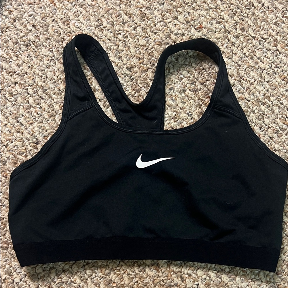 Nike Women's Black Sports Bra with White Logo
